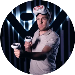 A man wearing VR glasses